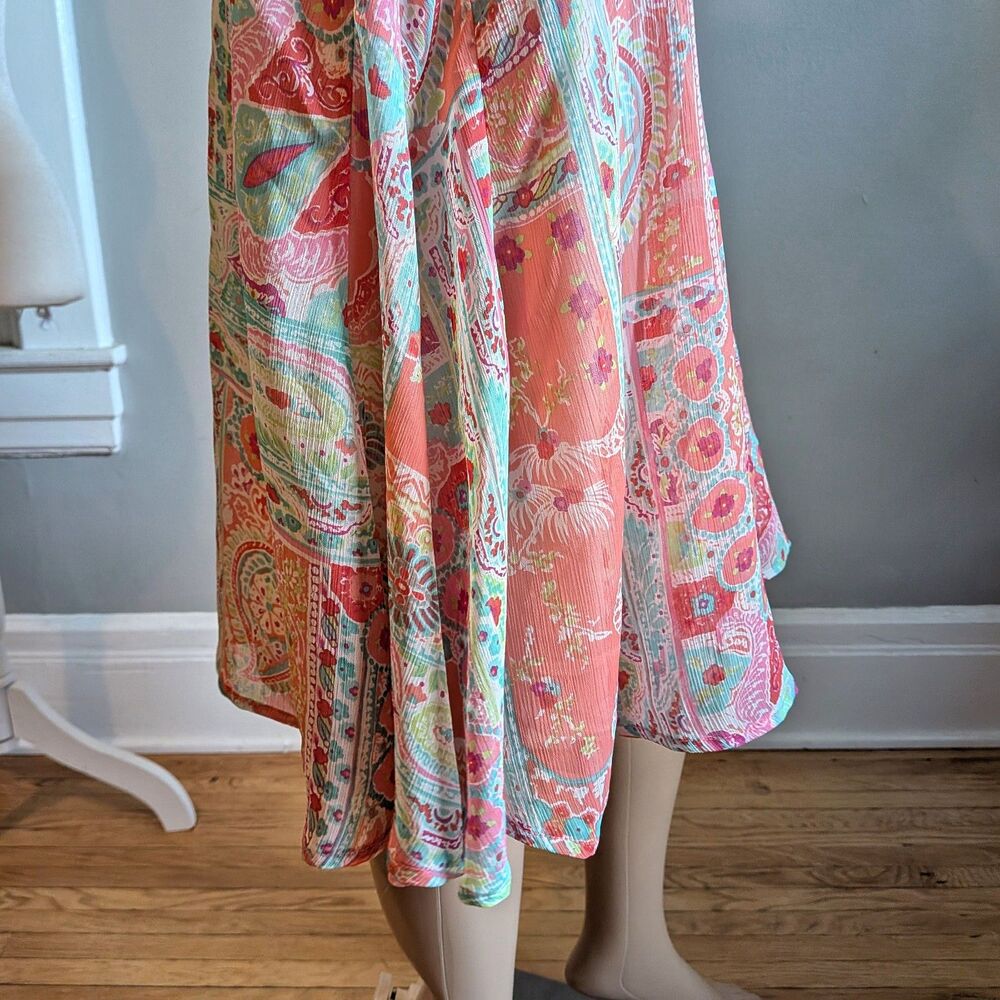 Vintage Y2K Cato Floral Midi Skirt Pink Paisley Fairycore Flutter Plus Size 16 - Picture 6 of 13